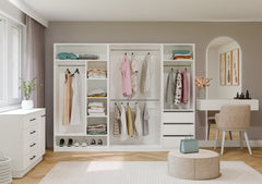 OPENO 1W6P WHITE Wardrobe Modular Shelf with Rod Shelves Bedroom