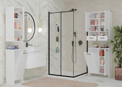 4-Szafka Łazienkowa Wisząca Regał NINA W1D BIAŁY Słupek 1 Drzwi 3 Półki-4