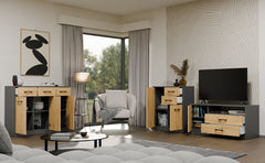 3-Komoda SIMPLO 3D3S Szafka 3 Szuflady 3 Drzwi ANTRACYT DĄB ARTISAN-3