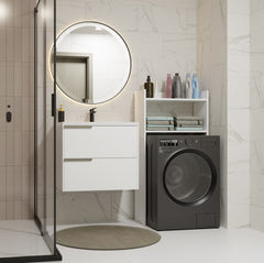 3-Szafka Łazienkowa NINA NP BIAŁA Na Pralkę Regał Słupek 2 Półki Do Łazienki-3