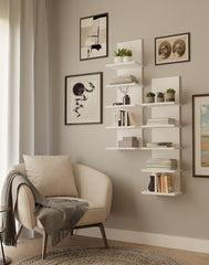 Estantería de Pared R5P con 5 Baladas para Libros para Oficina Sala de Estar Habitación Infantil BLANCO