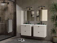 MUEBLE DE BAÑO TIGO 60 2S CASHEW ACANALADO FRONTAL + LAVABO