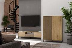 KAMARO 2DD SLIM/SMOOTH ARTISAN OAK Display Cabinet Ribbed Front + Classic