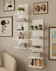 Estantería de Pared R5P con 5 Baladas para Libros para Oficina Sala de Estar Habitación Infantil BLANCO
