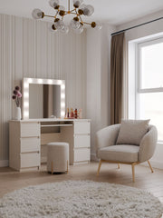 2-Zestaw Toaletka KUBA + LUSTRO MARINA KASZMIR BEŻ-2