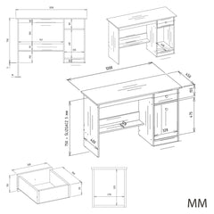 CHESTER Desk with Hutch White 1 Drawer Cabinet Shelf for Room