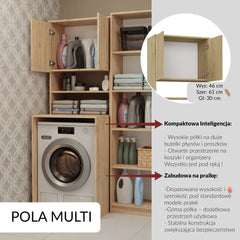 MUEBLE DE BAÑO COLUMNA POLA MULTI encima lavadora ESTANTE ROBLE ARTISAN