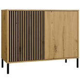 1-Komoda Front Ryflowany Szafka KAMARO 2D Slim / Gładki DĄB ARTISAN Lamele-1