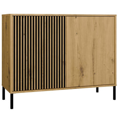 1-Komoda Front Ryflowany Szafka KAMARO 2D Slim / Gładki DĄB ARTISAN Lamele-1