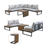 1-Zestaw Mebli Ogrodowych MARBELLA z Sofą Narożnikiem i Stolikiem SZARY-1