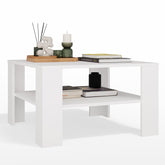 1-Stolik Kawowy Z Półką Pod Blatem SQUARE BIAŁY Ława Do Salonu Pokoju-1