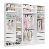 OPENO Modular Wardrobe SET 260/250 WHITE Drawers Rods Shelves Large for Bedroom
