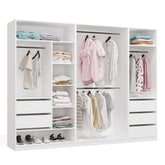 OPENO Modular Wardrobe SET 260/200 WHITE Drawers Rods Shelves Large For Bedroom