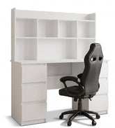 KUBA Desk with Top White + DRIFT Black Chair Set 6 Drawers