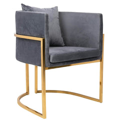 Fotel CHLOE VELVET ciemny szary - metal, welur