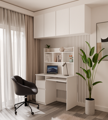 3-Biurko PORTO Lewe Z Nadstawką Biel Mat Szuflada Półki Do Biura Pokoju-3