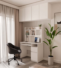 3-Biurko PORTO Prawe Z Nadstawką Biel Mat Szuflada Półki Do Biura Pokoju-3