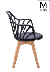 MODESTO ALBERT ARM chair black - polypropylene, eco-leather, beech wood