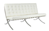 BARCELON three-seater sofa white - genuine Italian leather, chrome