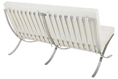BARCELON three-seater sofa white - genuine Italian leather, chrome