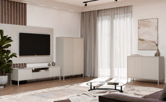 2-Witryna KAMARO 2DD SLIM/GŁADKI KASZMIR BEŻ Lamele Front Ryflowany + Klasyczny-2