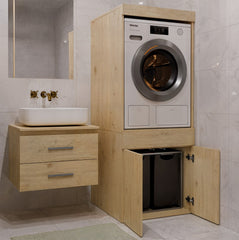 Bathroom Cabinet for Washing Machine or Dryer POLA TWIN 1S Drawer OAK ARTISAN