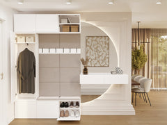 HAGA III Wardrobe 1Sz2W WHITE Wardrobe + 2x Coat Rack for Hallway