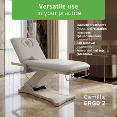 -1-Camilla ERGO 2 electric heated beauty bed for massage and SPA treatments Satin Comfort k722 grey-1