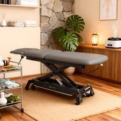 -1-Evero Cross X5 ERGO therapy table, electric height adjustment, foot control bar, ERGO cushion, Satin Comfort k722 gray-1