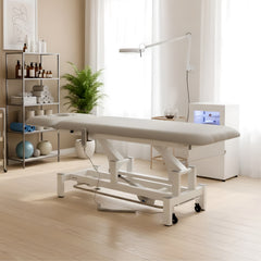 -2-Fortis 2 ERGO treatment table, electric height adjustment with foot control bar, ERGO cushion, k729 light gray-2