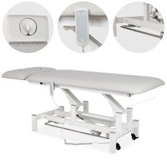 --Fortis 2 ERGO treatment table, electric height adjustment with foot control bar, ERGO cushion, k729 light gray-