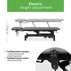 -2-Fortis 4 ERGO treatment table, electric height adjustment, hand remote control, ERGO face cushion, wheels, armrests k722 Gray-2