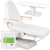 --Frotte sheet with elastic and ties for cosmetic chair, white-