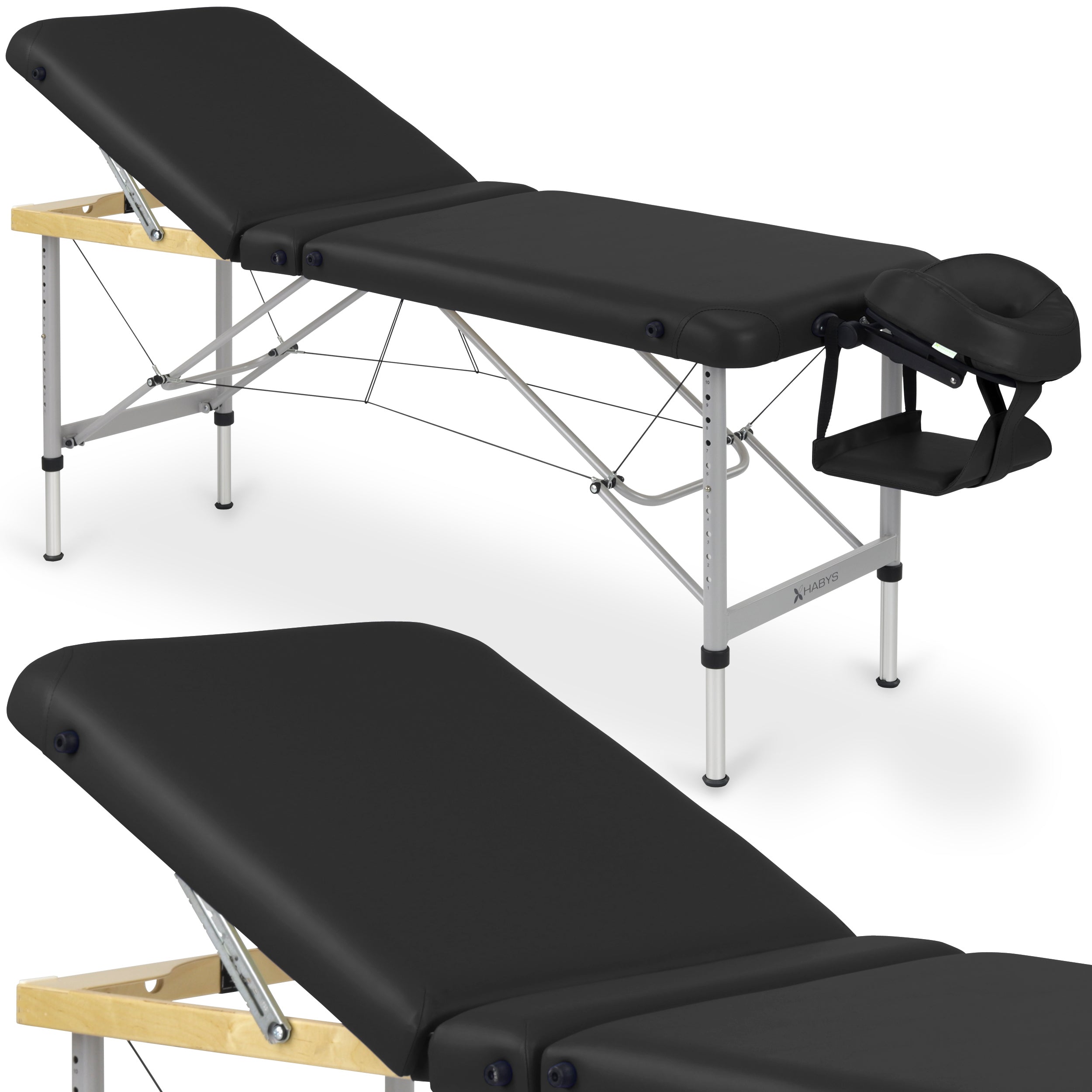--Massage Table Aero Plus Alu 60 Vinyl Flex K015 Black-