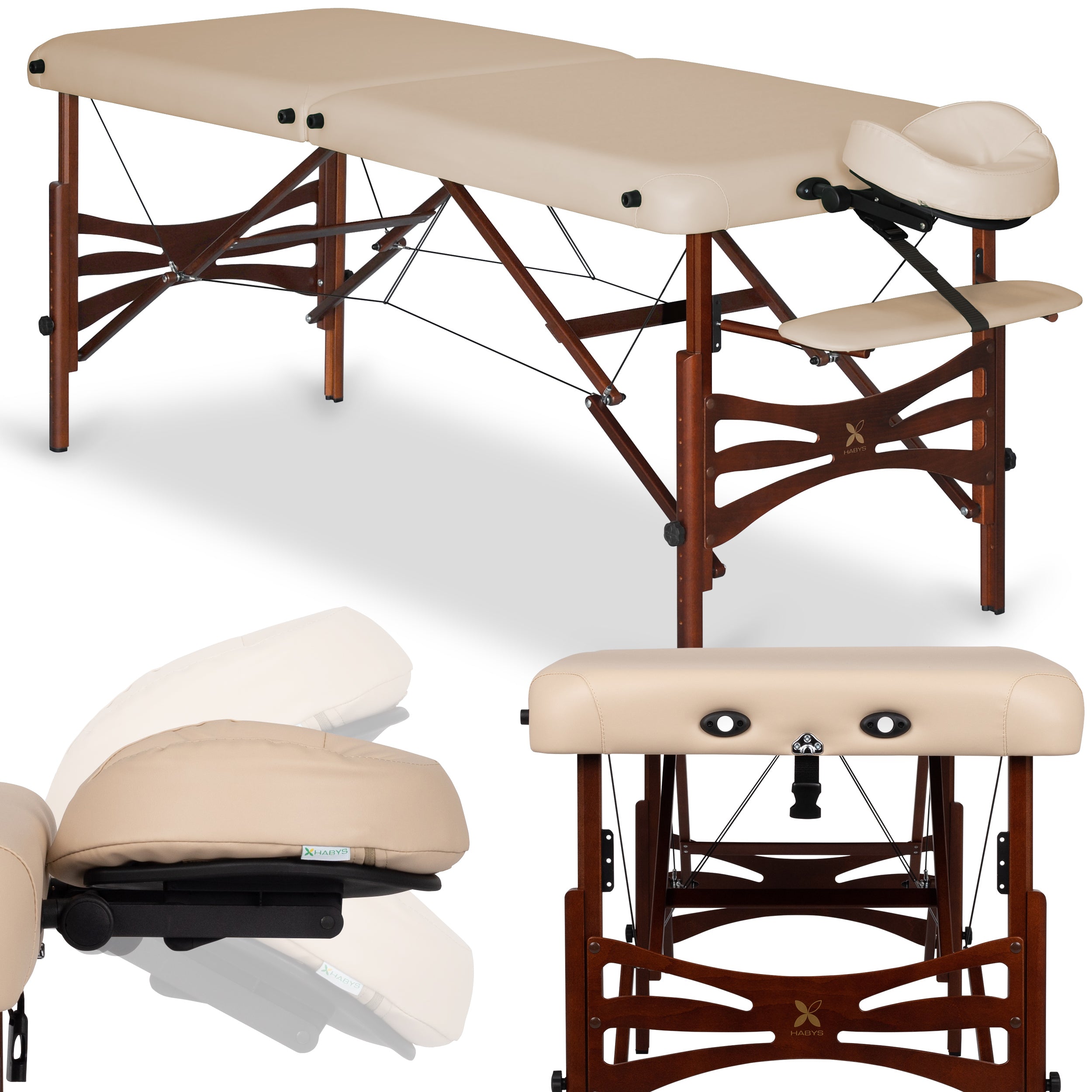 --Massage Table Panda Dark Wood 70 Vinyl Flex K033 Beige-