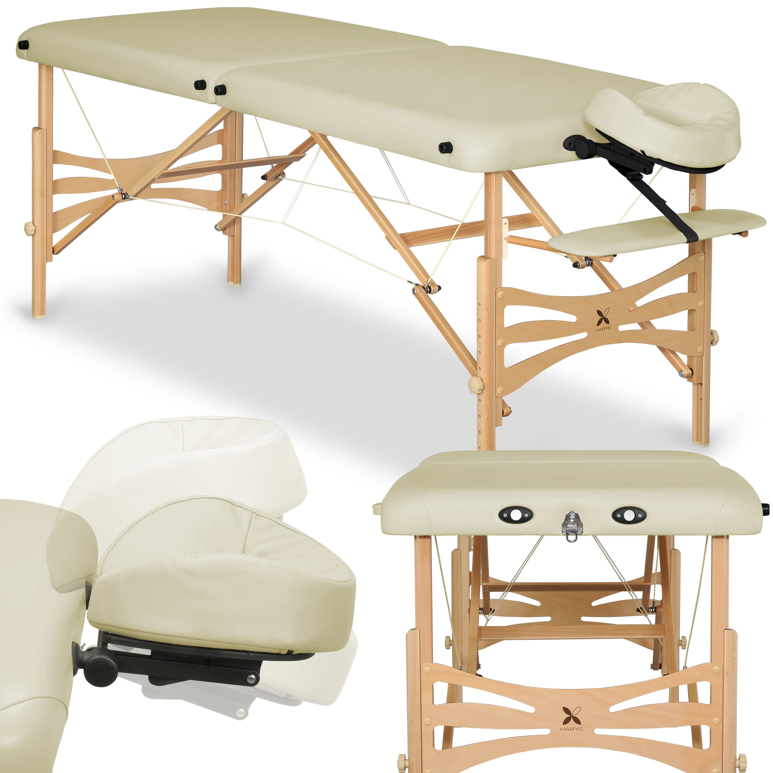 --Massage Table Panda Light Wood 70 Vinyl Flex K020 Ivory-