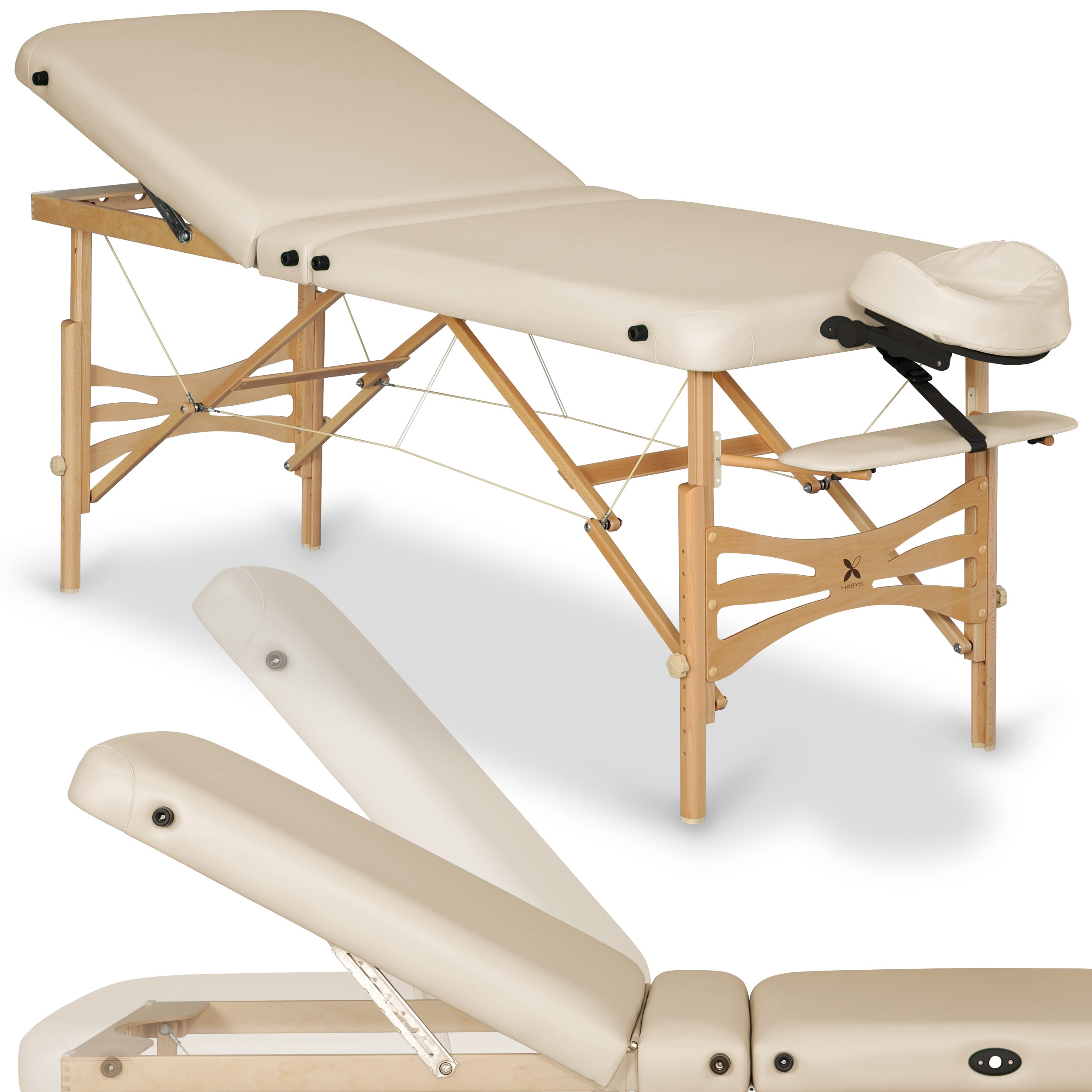 --Massage Table Panda Plus Light Wood 70 Vinyl Flex K033 Beige-