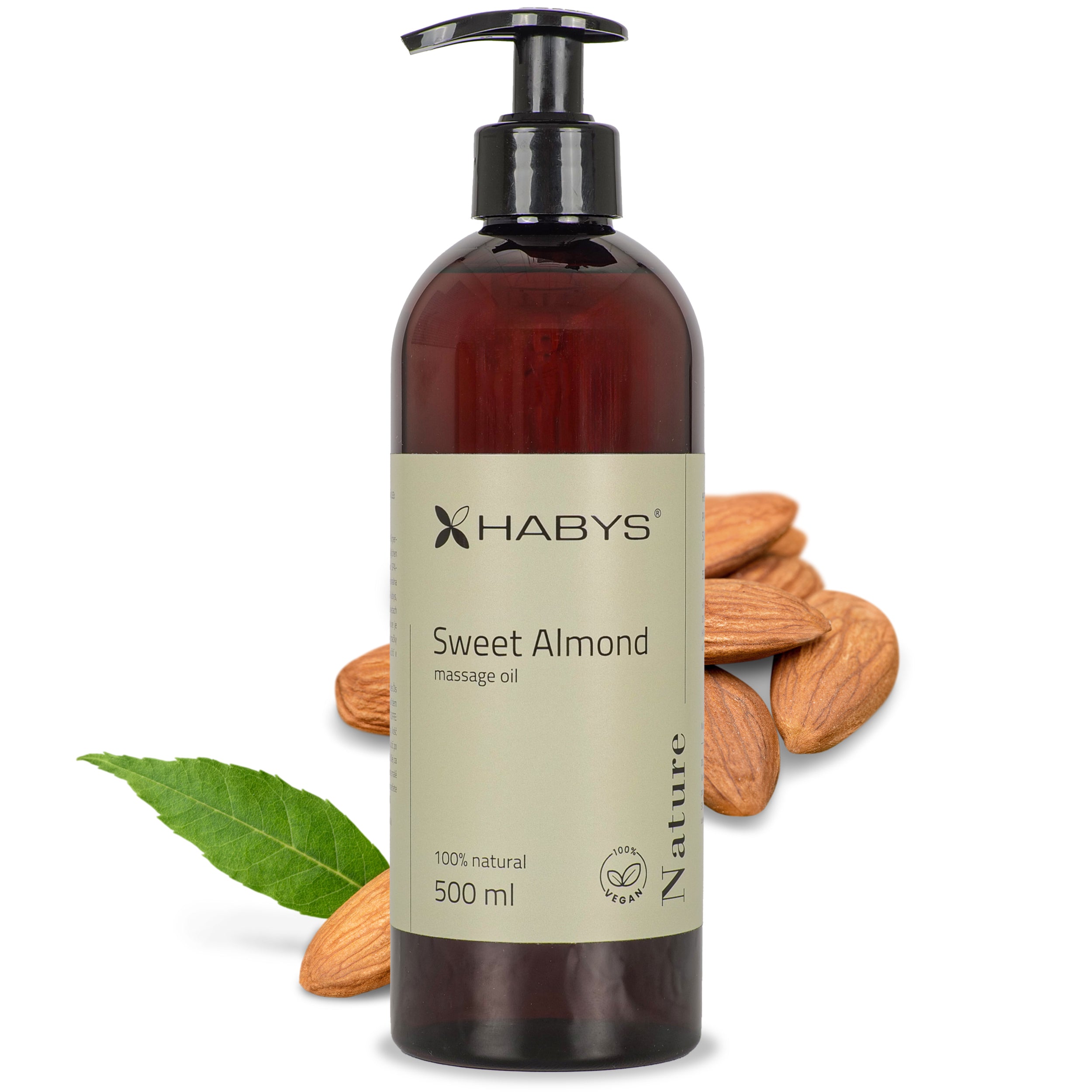 --Massage oil Nature Sweet Almond, HABYS 500 ml with pump-