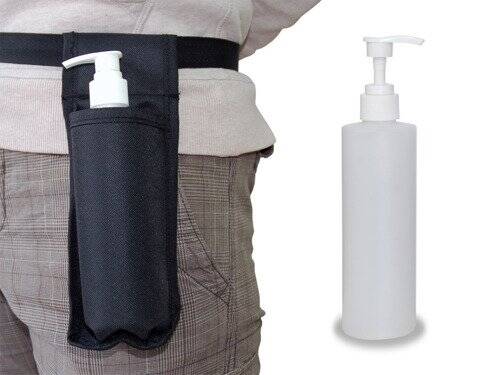 --Pocket with the bottle for massage oil-