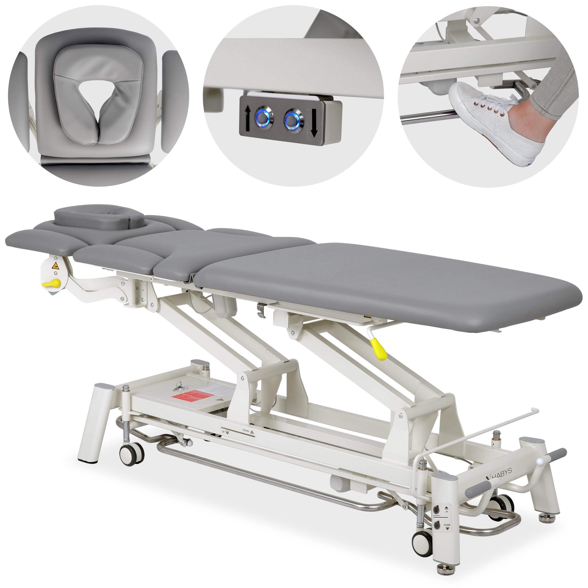 --Proxima X7 therapy table, electric height adjustment with foot control bar, ERGO cushion, Touch Core k322 gray-