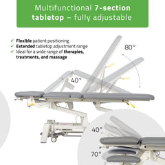 -3-Proxima X7 therapy table, electric height adjustment with foot control bar, ERGO cushion, Touch Core k322 gray-3