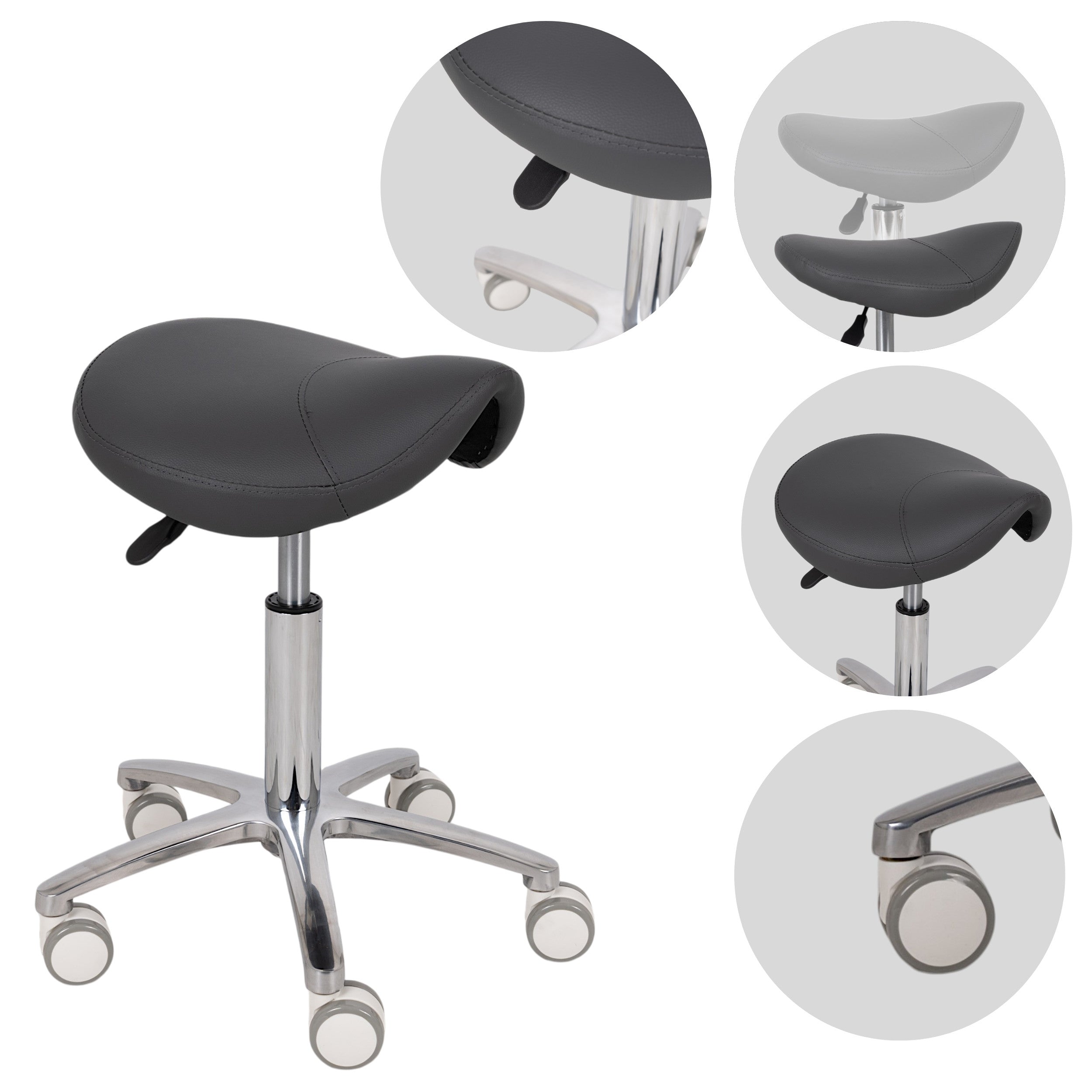 --Saddle stool Lila, PVC k521 grey-