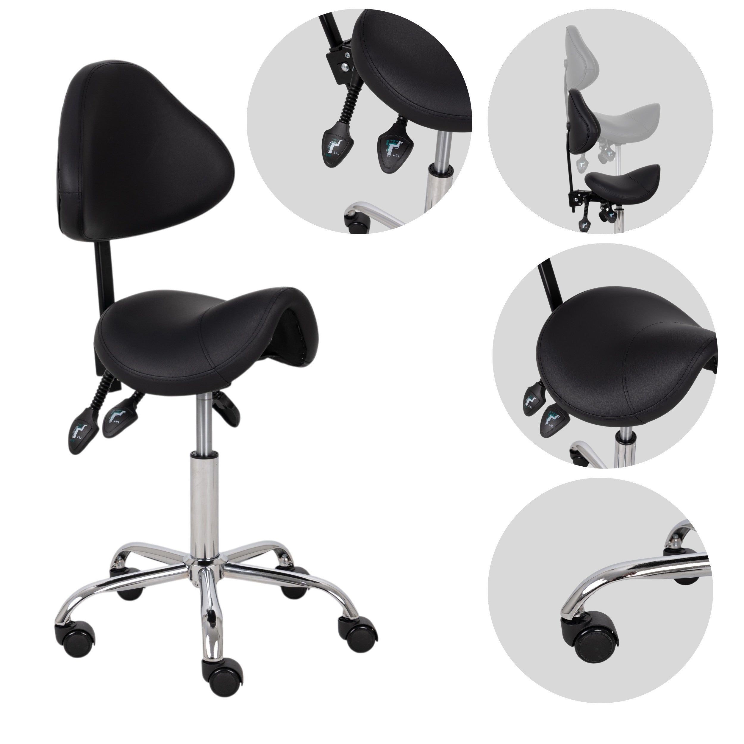 --Saddle stool Sola, Comfy Base k515 black-