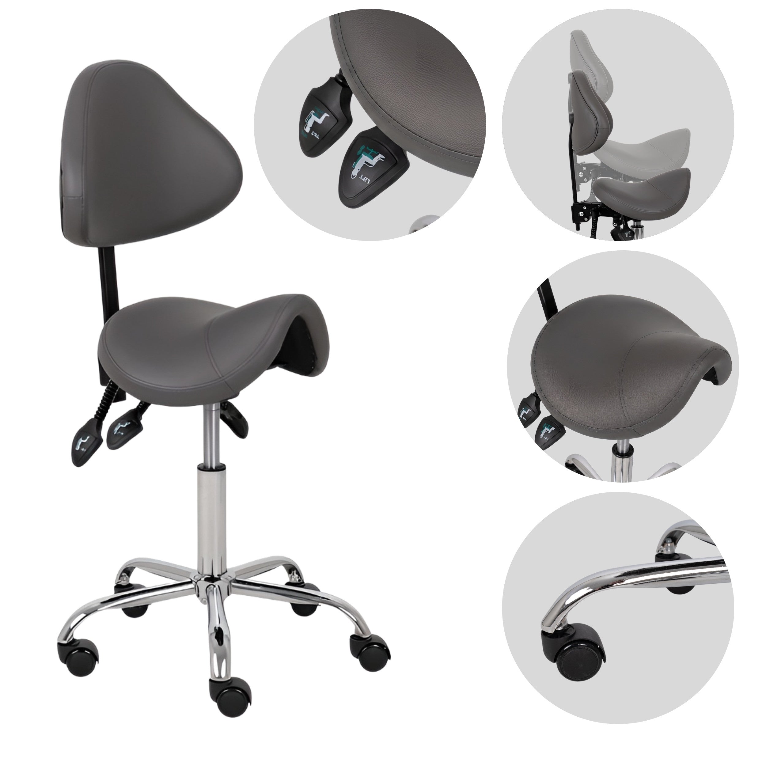 --Saddle stool Sola, Comfy Base k521 grey-