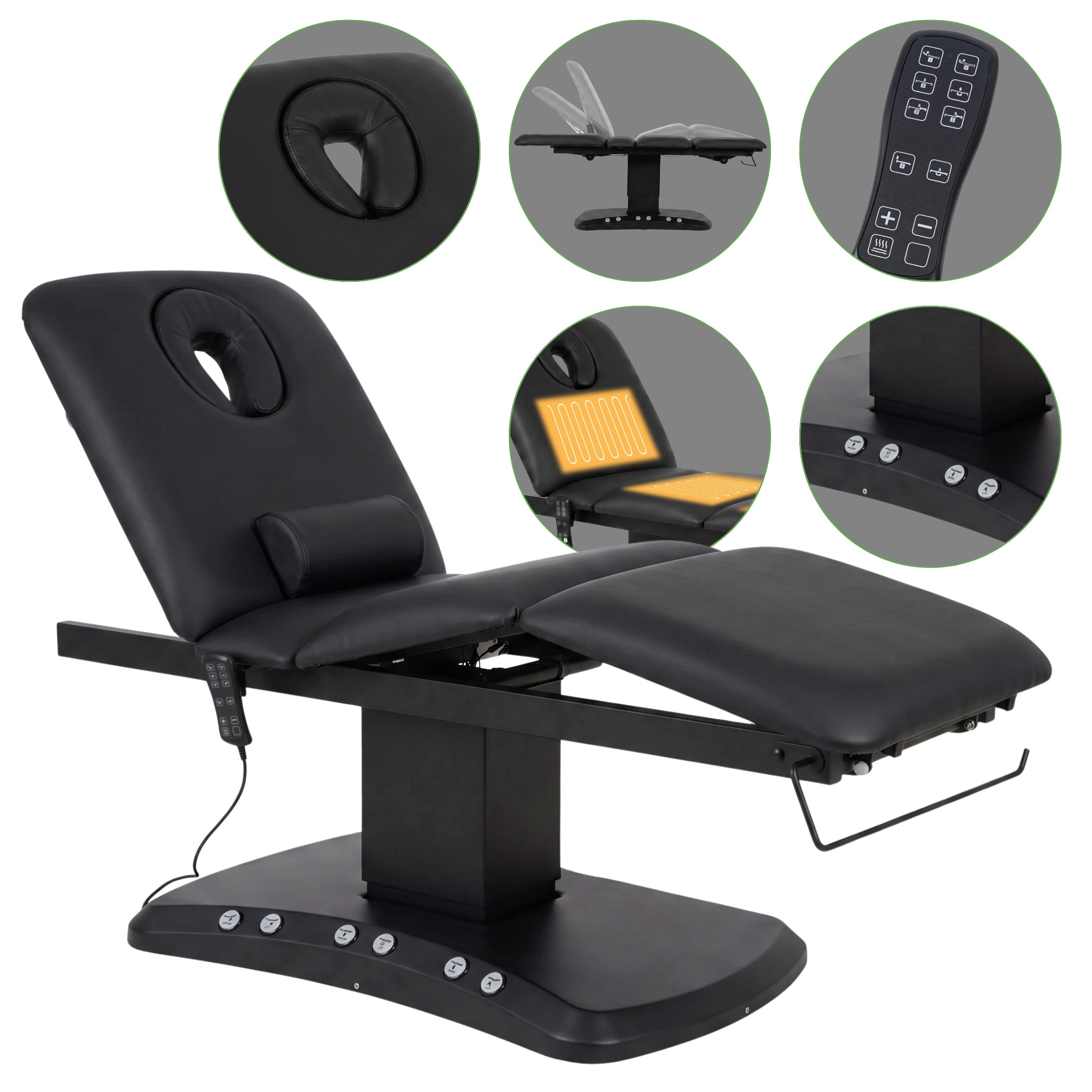 --Serenity ERGO 4 electric heated beauty bed for massage and SPA treatments Satin Comfort k715 Black-