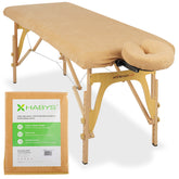 --Set – 1-piece terry sheet for folding tables – 60/165 cm, beige terry headrest cover-