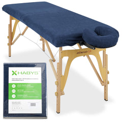 --Set – 1-piece terry sheet for folding tables – 60/165 cm, navy blue terry headrest cover-