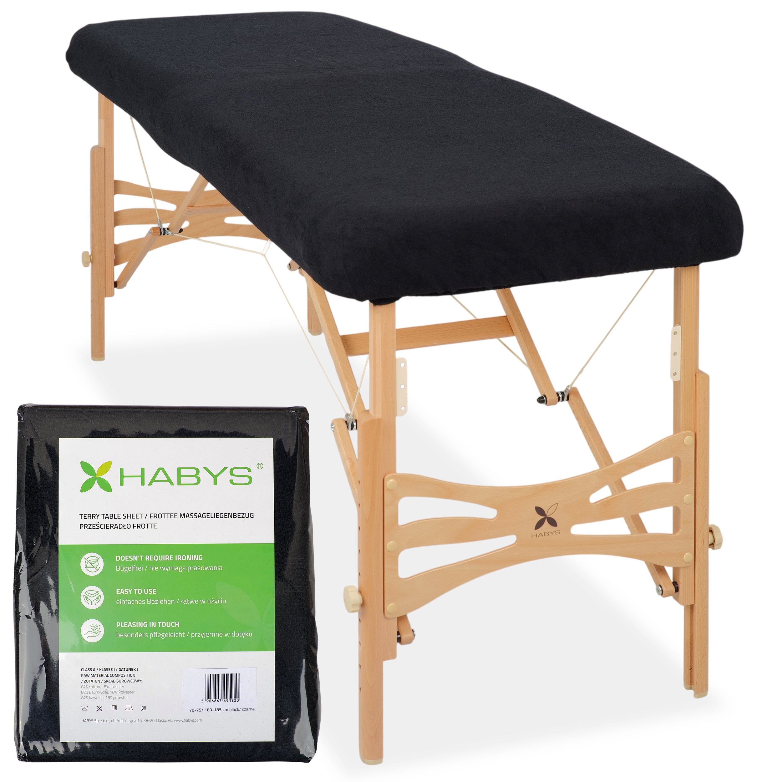 --Terry Table Sheet for portable tables 70-75/ 180-185 black-