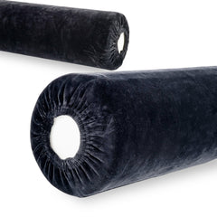 --Velour cover with elastic for bolster, 15 × 60 cm black-