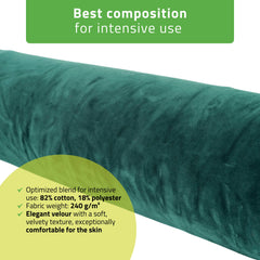 -2-Velour cover with elastic for bolster, 15 × 60 cm bottle green-2